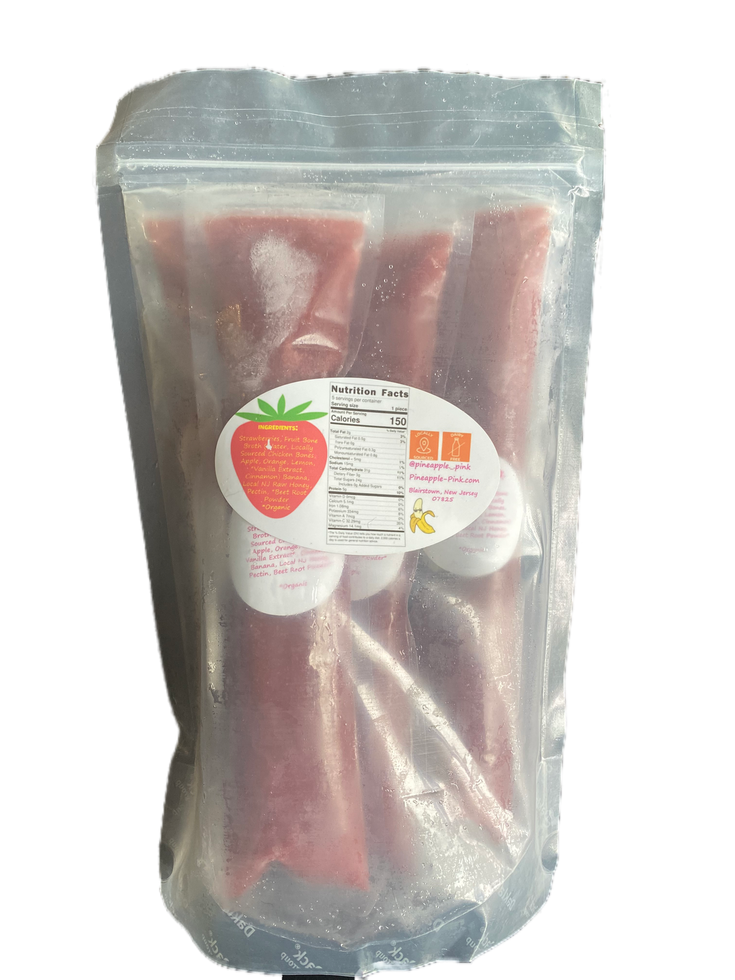 Strawberry Banana Fruity Bone Broth Ice Pop - Five Pack